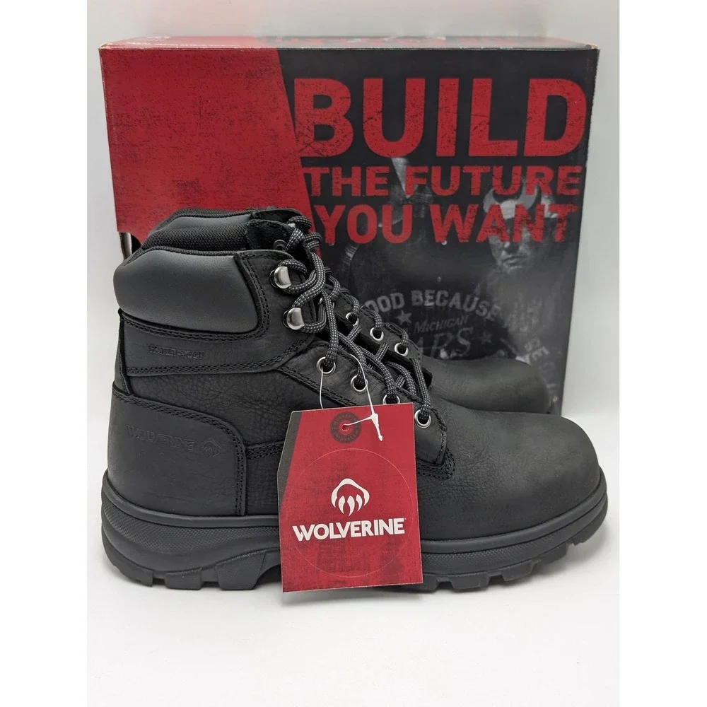 Wolverine Work Boots Mens 8.5 Black Carlsbad Steel Toe Waterproof W231124 Rugged